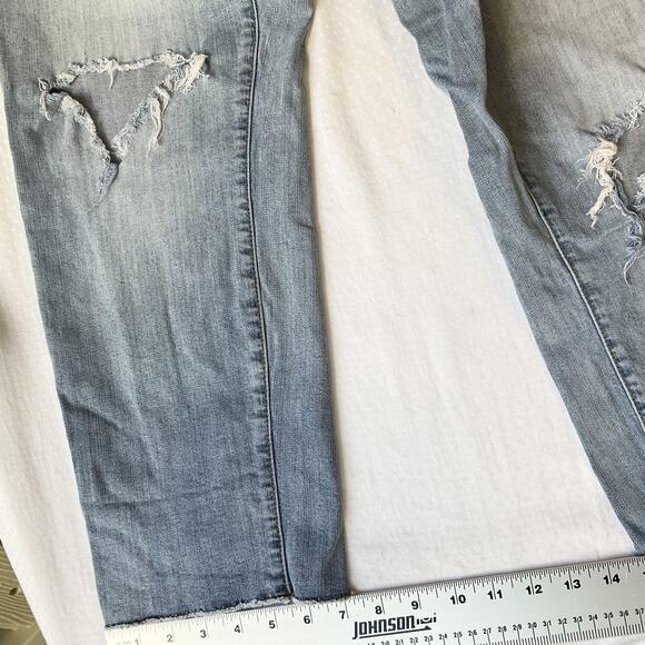 Torrid Women Jeans 16 Light Blue Denim Distressed Button 30" Inseam Ripped - Picture 10 of 12
